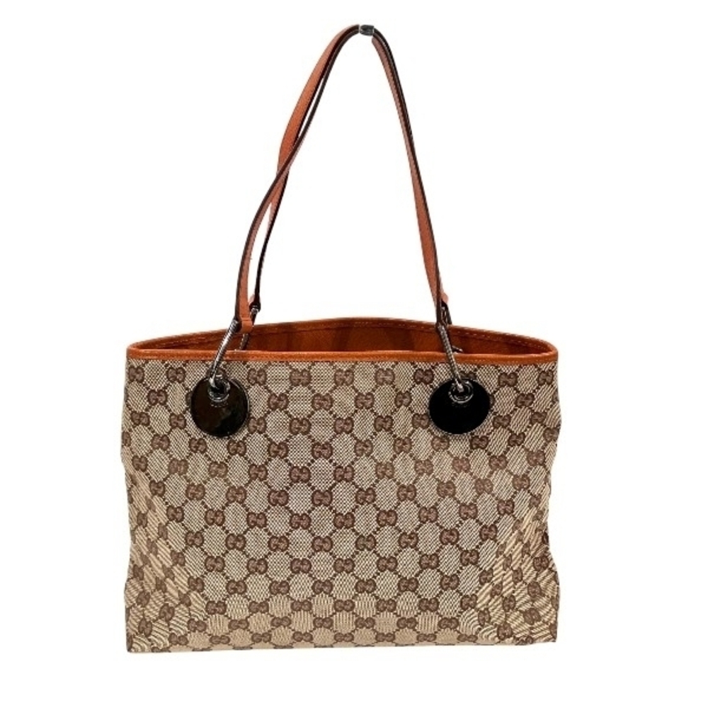 Gucci GG Canvas Eclipse Tote brown beige canvas leather